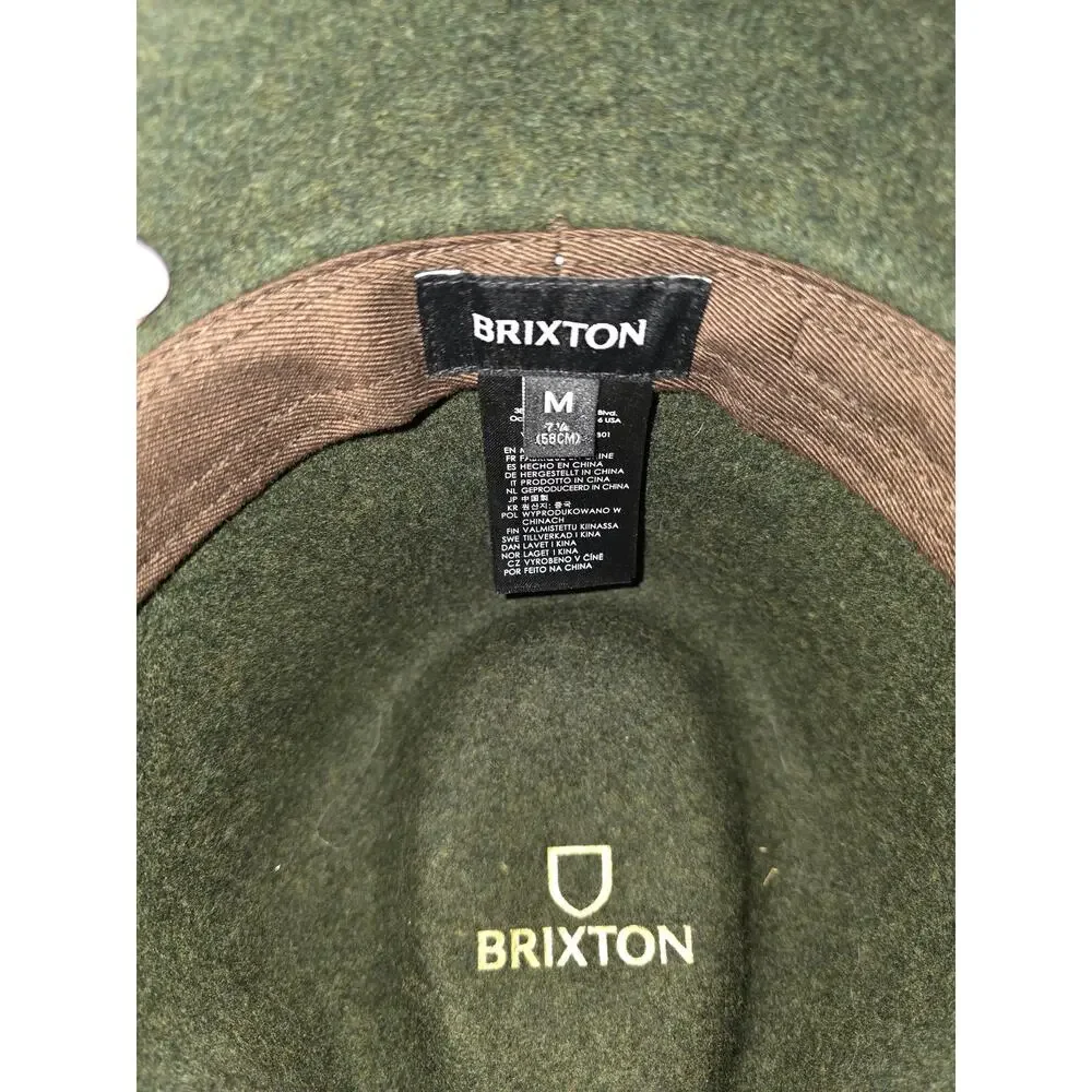 BRIXTON Wool Fedora Hat Leather Band 00212 M 7 1/4 (58 cm) -- Moss Green Western